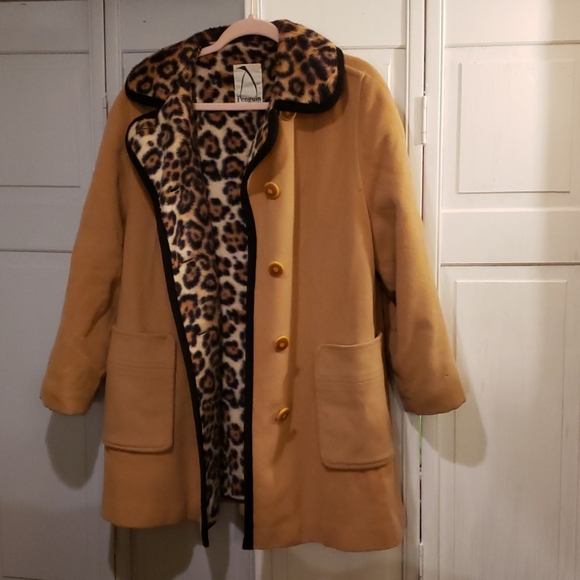 Vintage Leopard Wool Coat Pinup Style - Picture 5 of 8